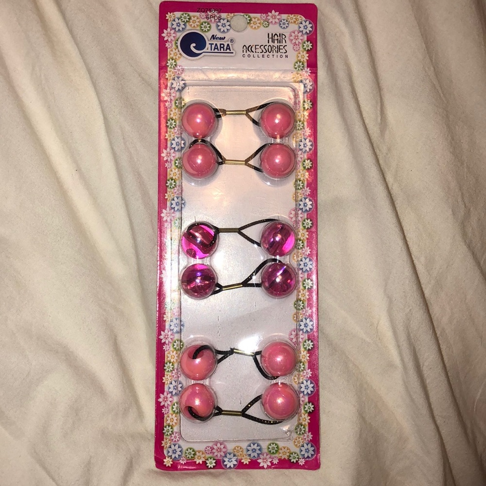 Girls Hair Elastic with Pink Balls